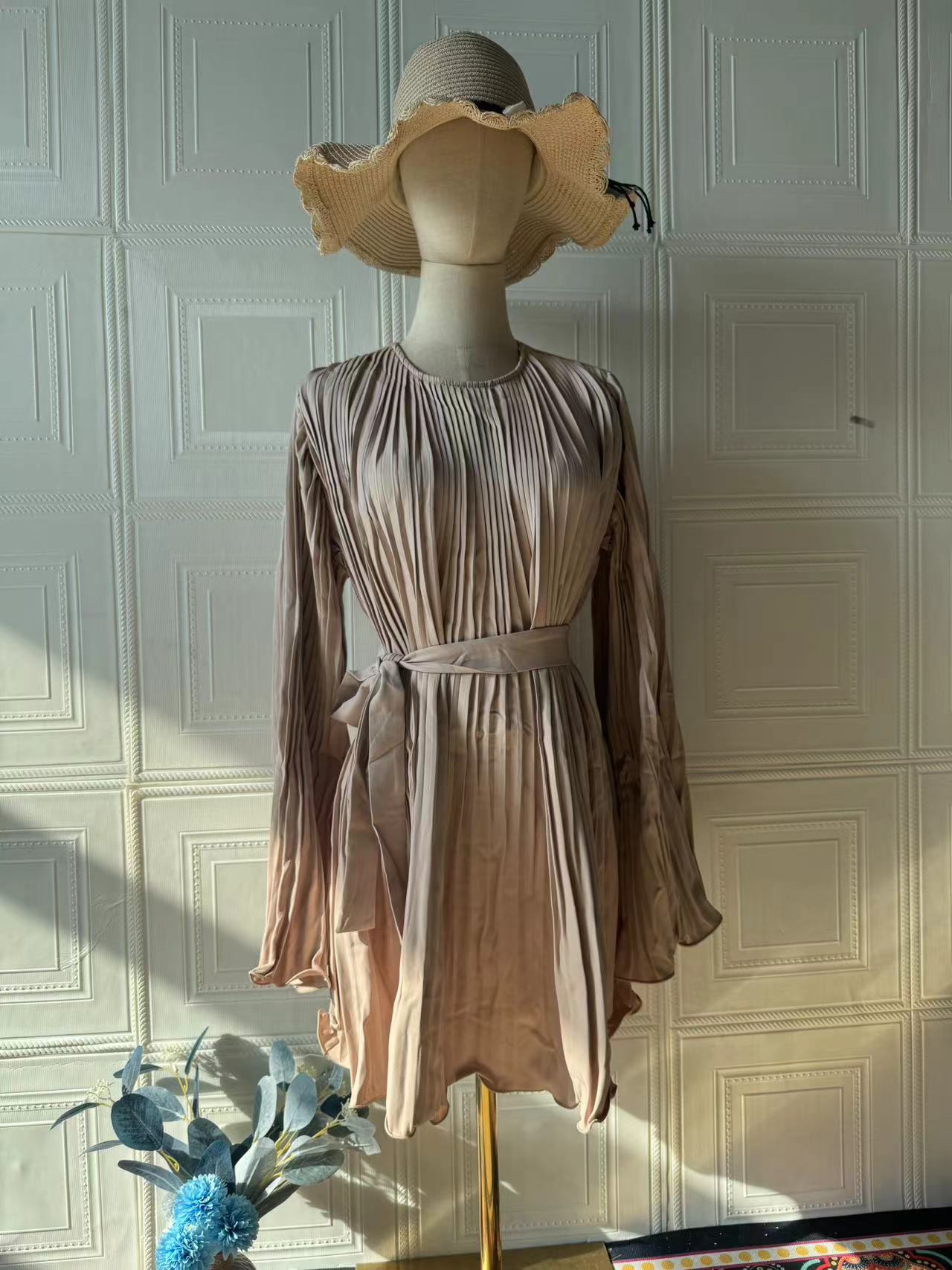 Dress Elegant Pure Color SlimLong Sleeve Spring Casual Dress