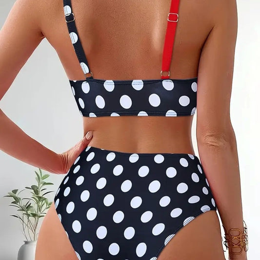 Color-block Polka Dot, Two-piece Bikini Swimwear