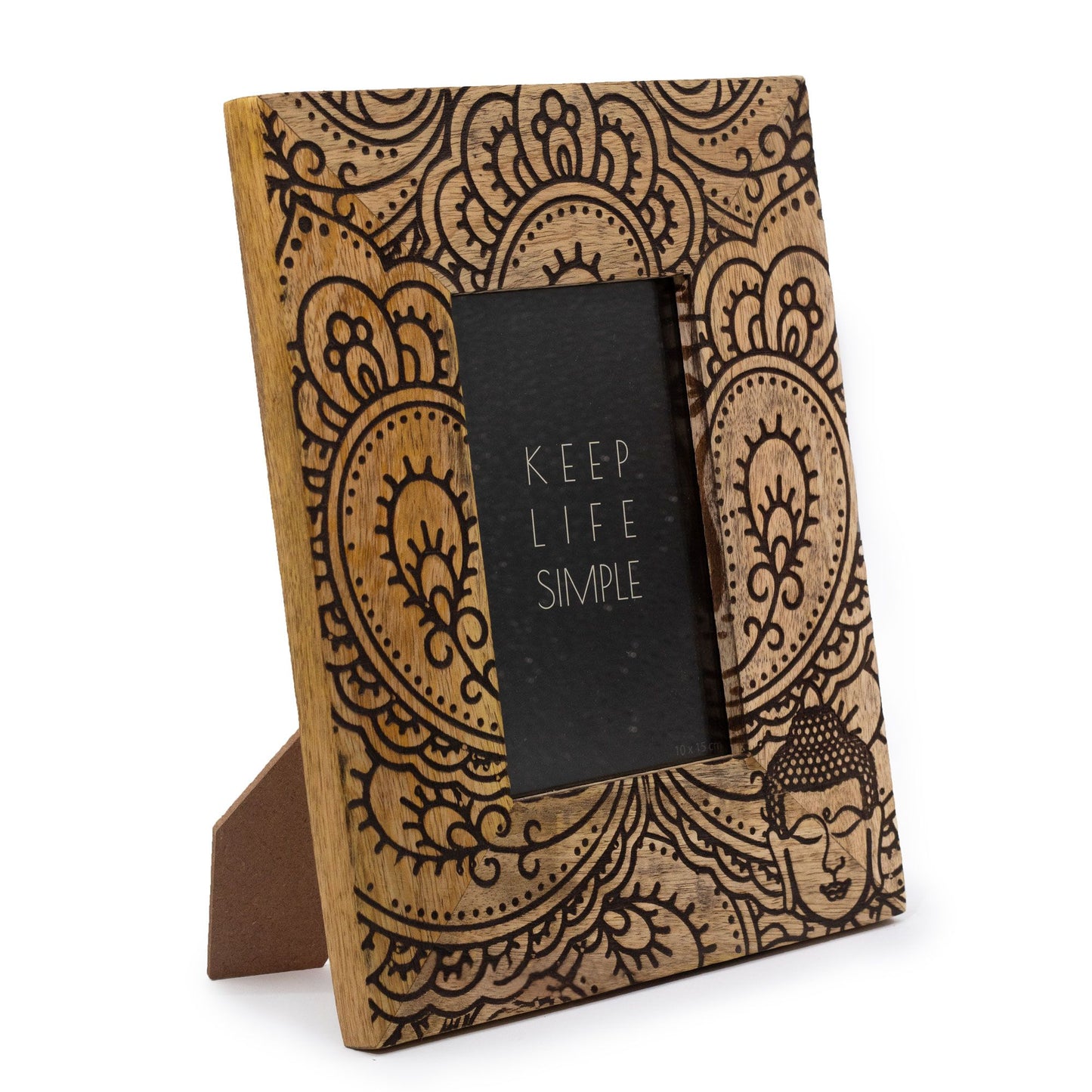 Small Mango Wood Picture Frame (for 10x10cm) 20x20x2cm - Buddha - Black