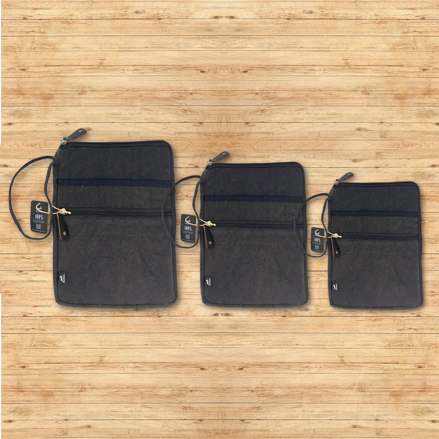 Stonewash Large Laptop Pouch - Charcoal