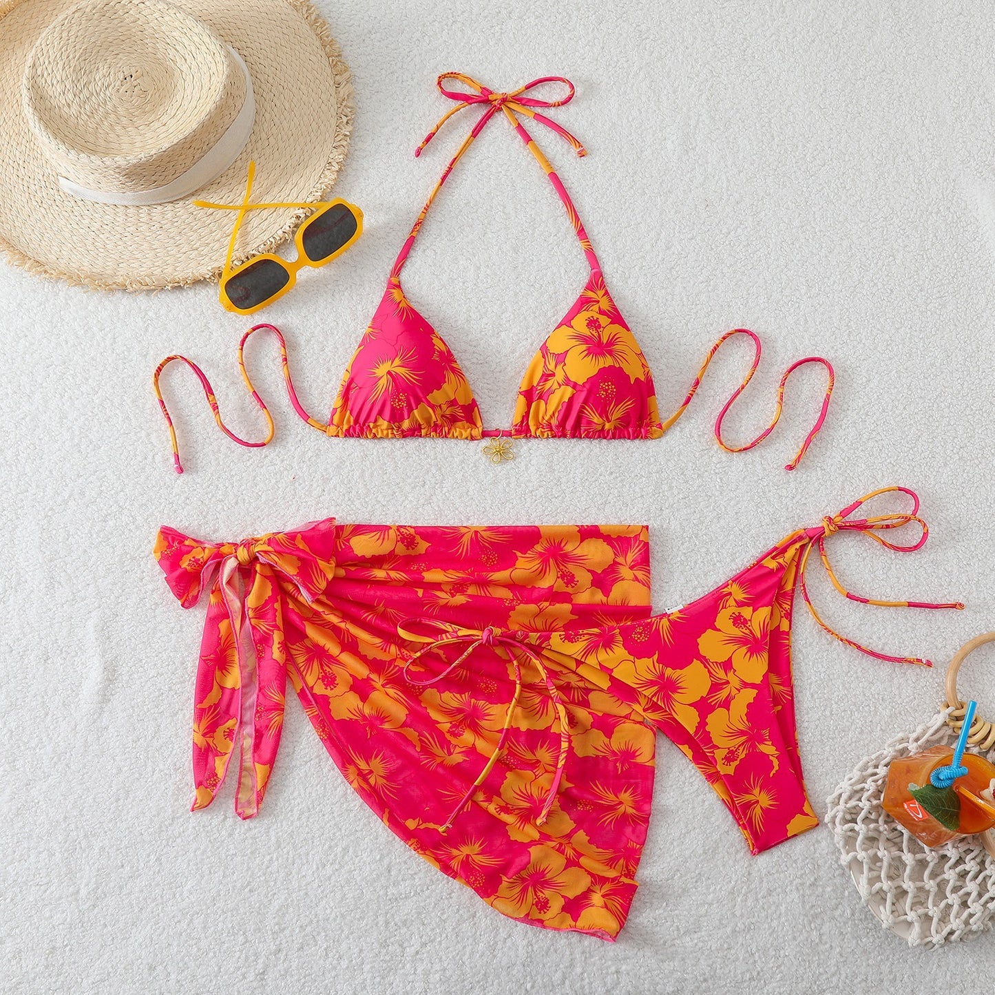 Three point printed swimsuit