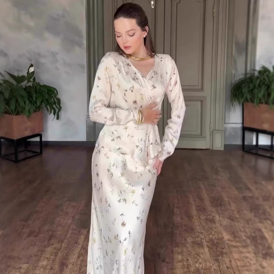 Long Sleeve Maxi Dress Lightweight Luxury Set Dress Vintage