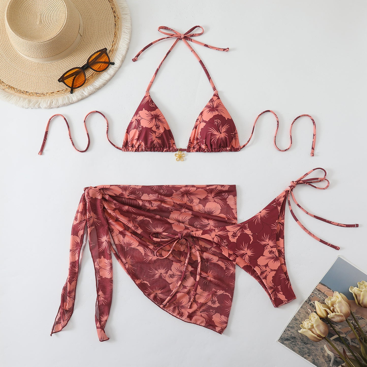 Three point printed swimsuit