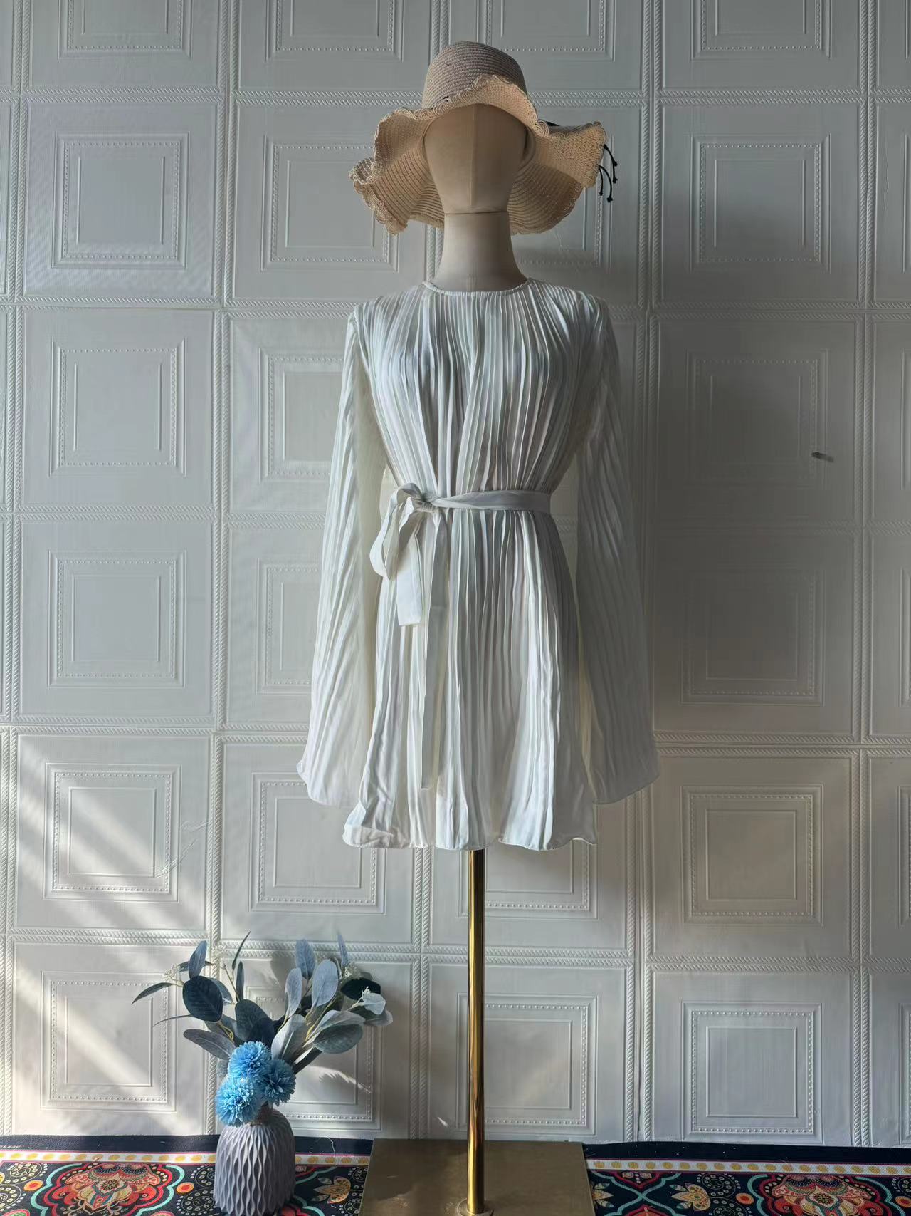 Dress Elegant Pure Color SlimLong Sleeve Spring Casual Dress