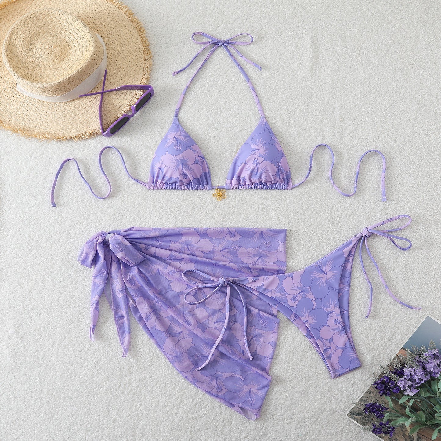 Three point printed swimsuit
