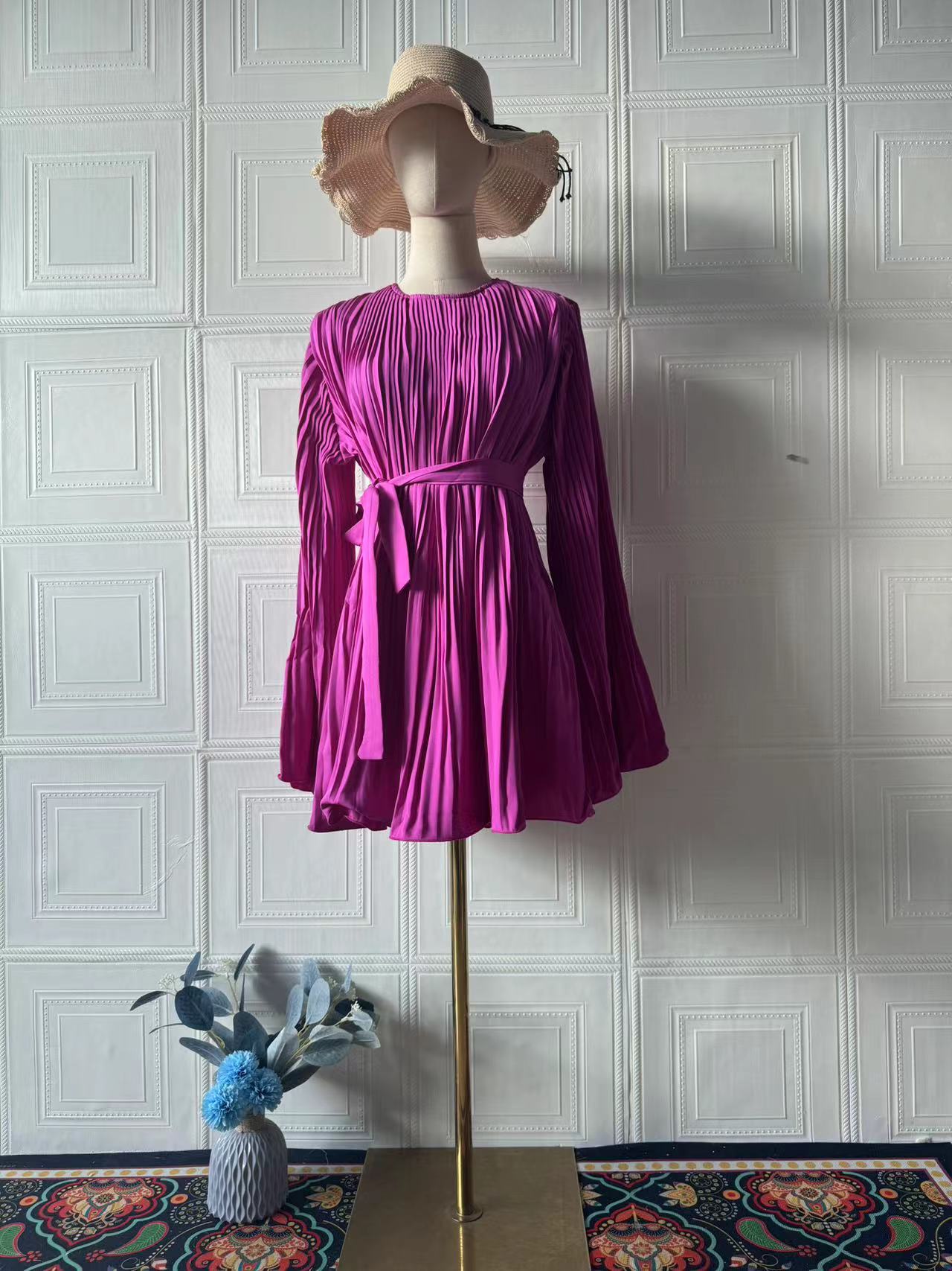 Dress Elegant Pure Color SlimLong Sleeve Spring Casual Dress