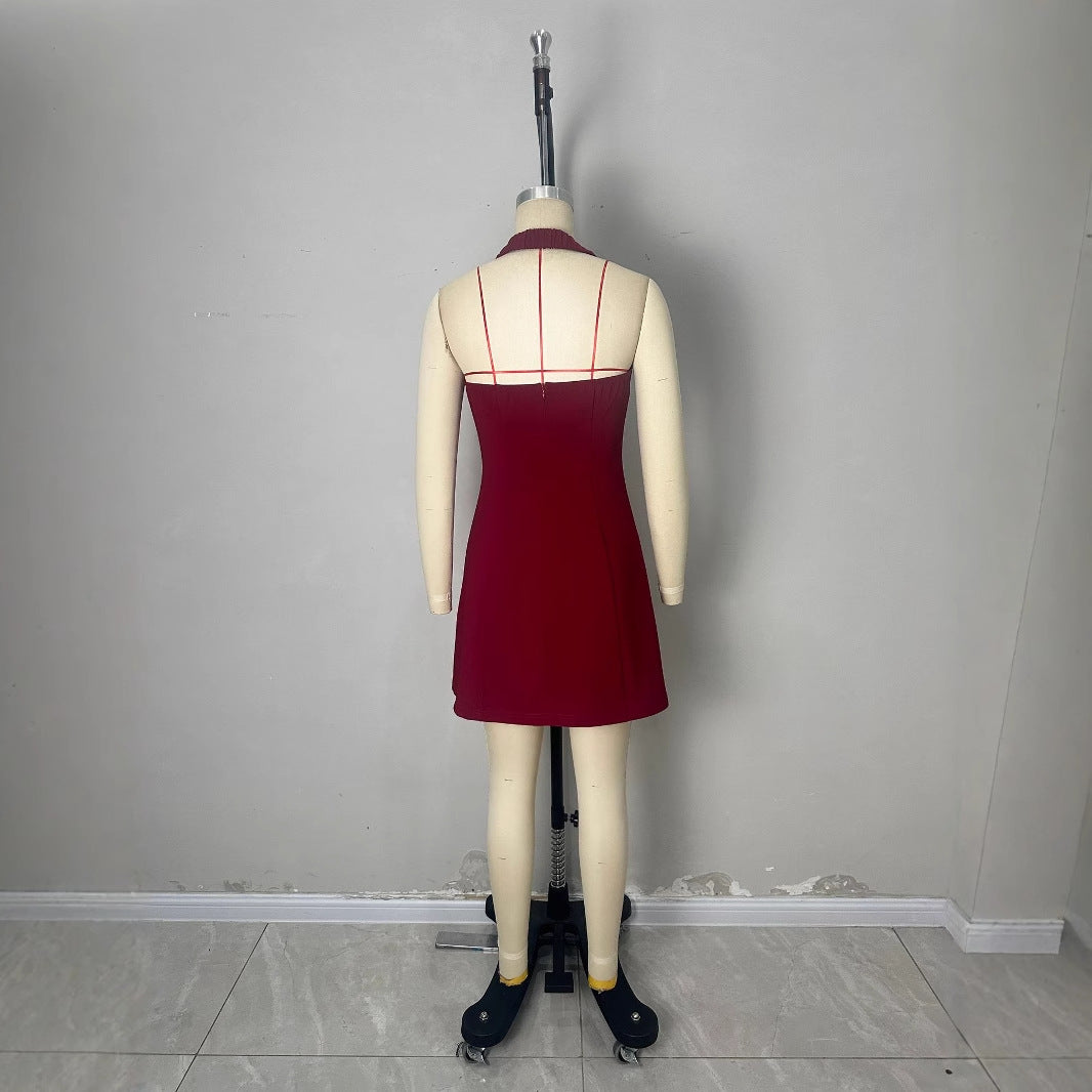 Sleeveless neck hanging mini dress