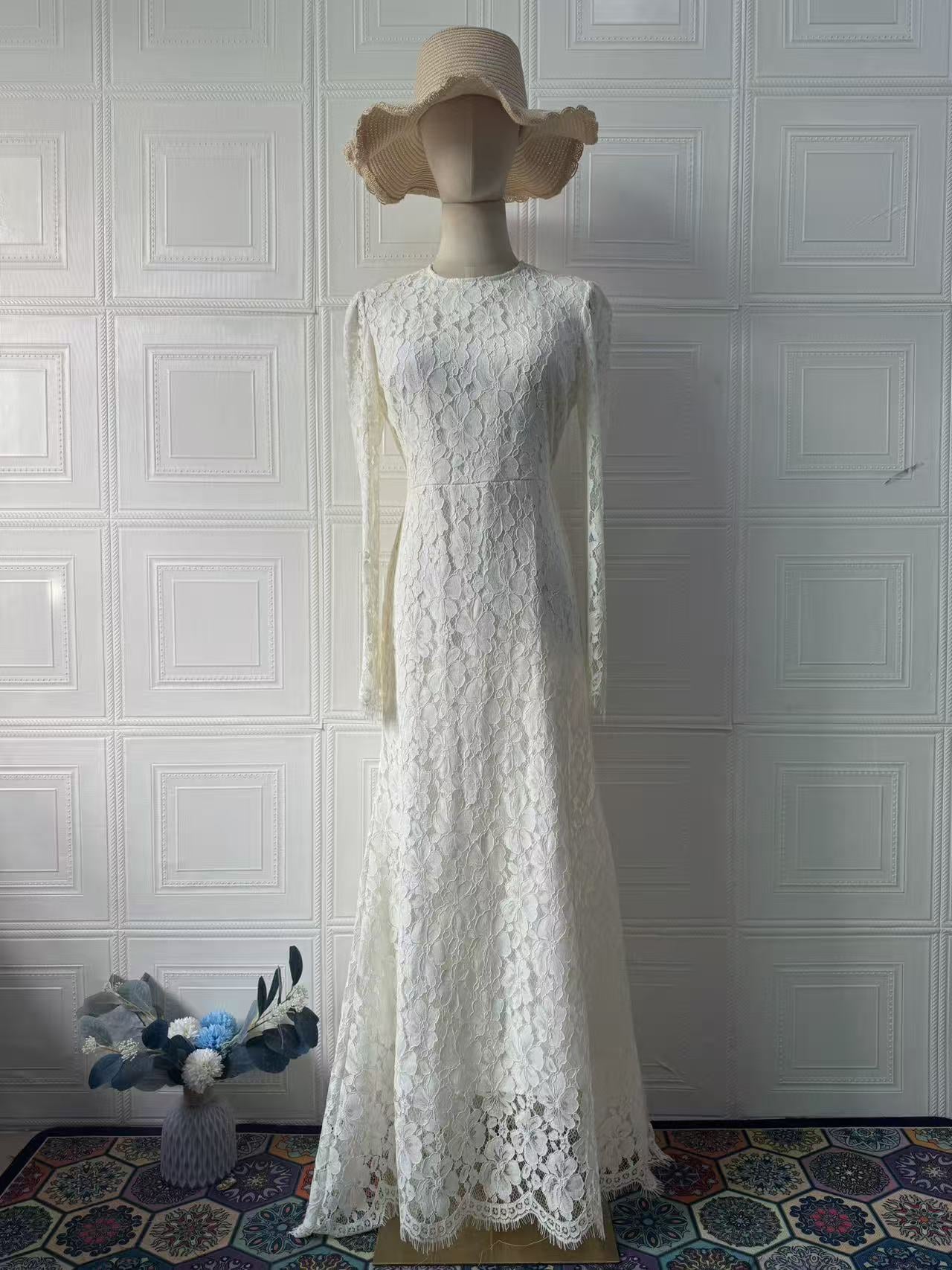 Simple Long Sleeve Long Dress