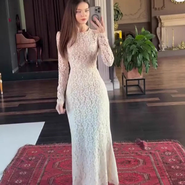 Simple Long Sleeve Long Dress