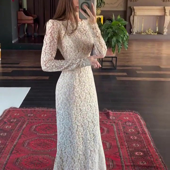 Simple Long Sleeve Long Dress