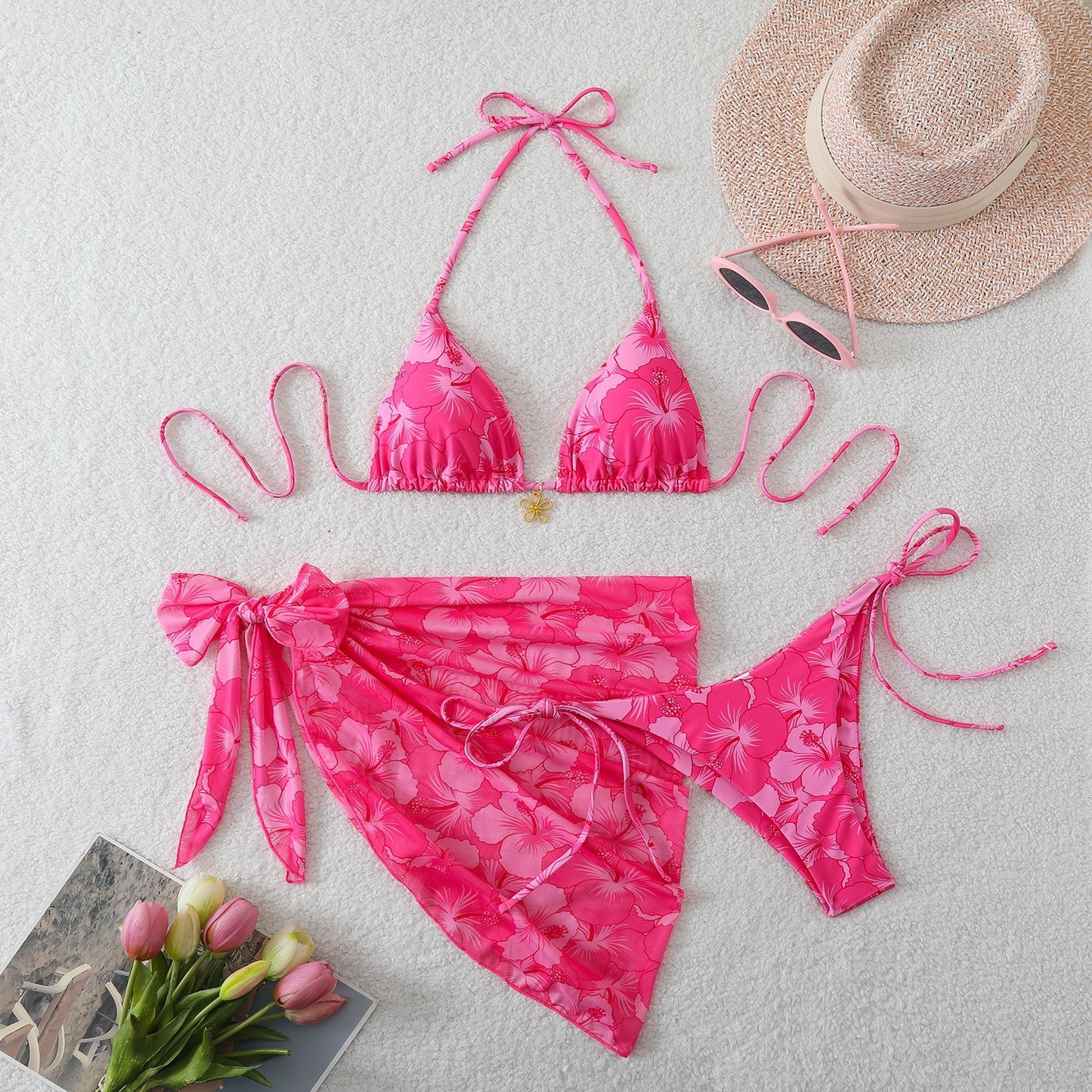 Three point printed swimsuit