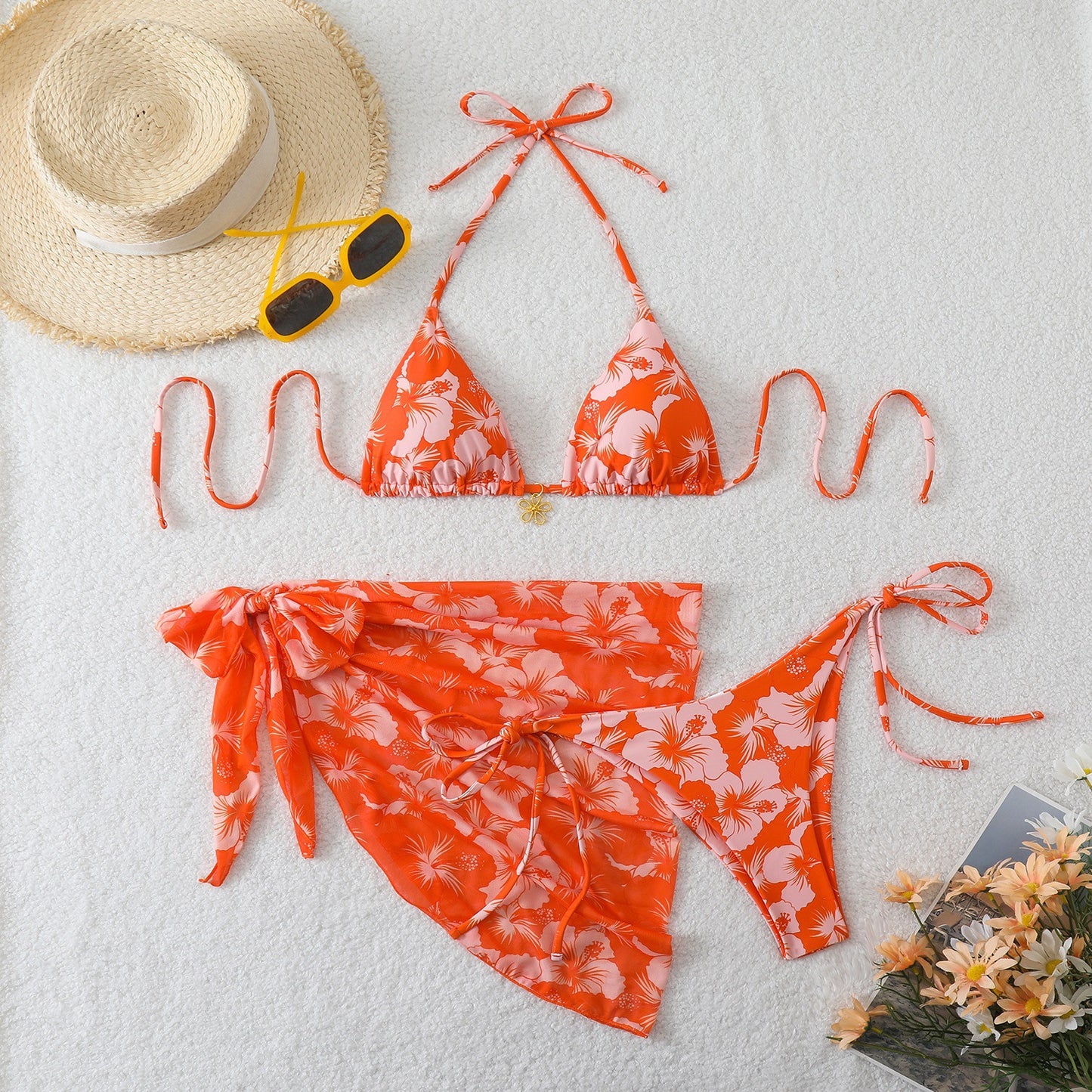 Three point printed swimsuit