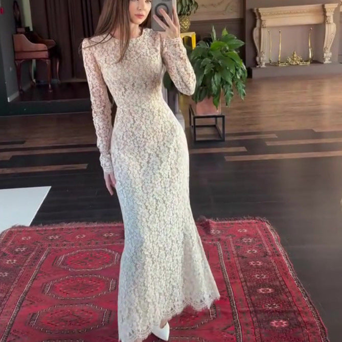 Simple Long Sleeve Long Dress