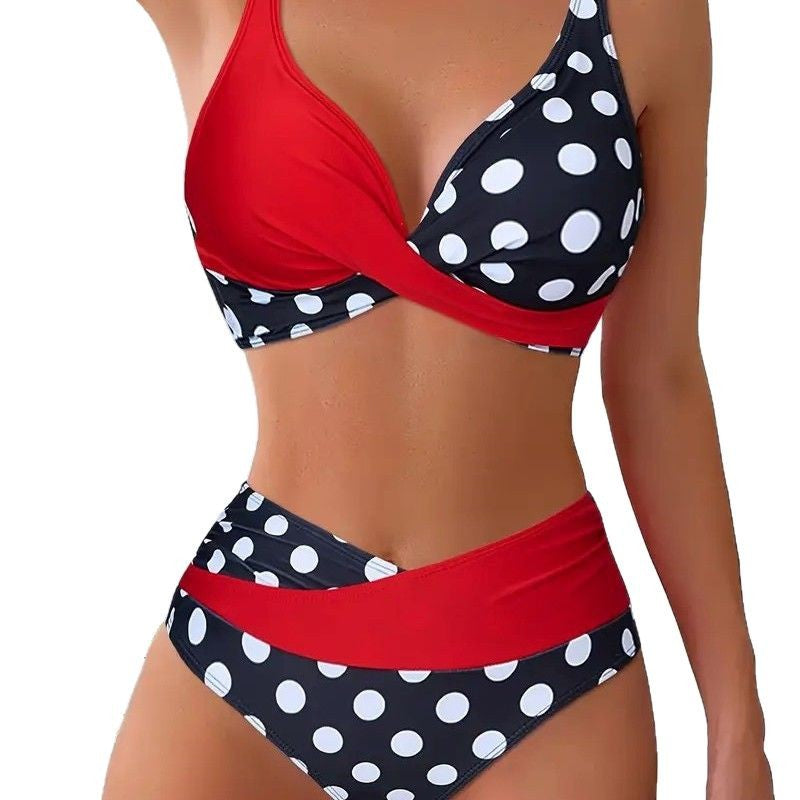 Color-block Polka Dot, Two-piece Bikini Swimwear