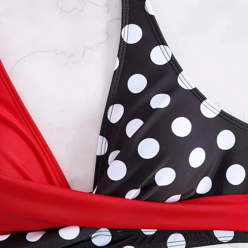 Color-block Polka Dot, Two-piece Bikini Swimwear