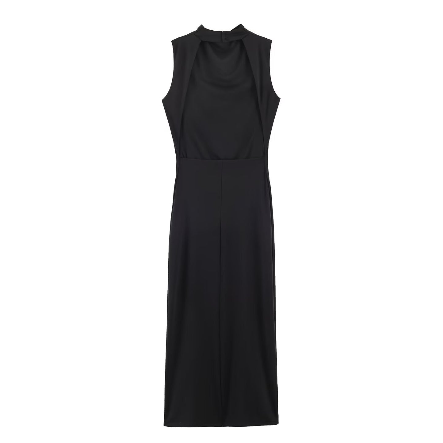 Minimalist solid color backless dress