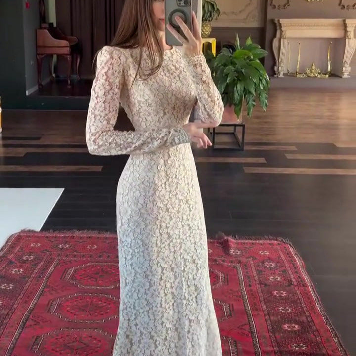 Simple Long Sleeve Long Dress