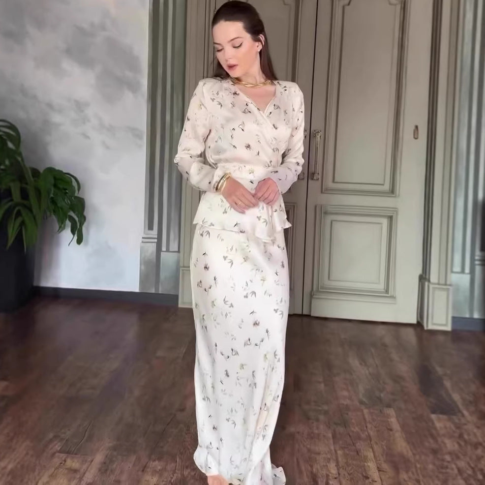 Long Sleeve Maxi Dress Lightweight Luxury Set Dress Vintage