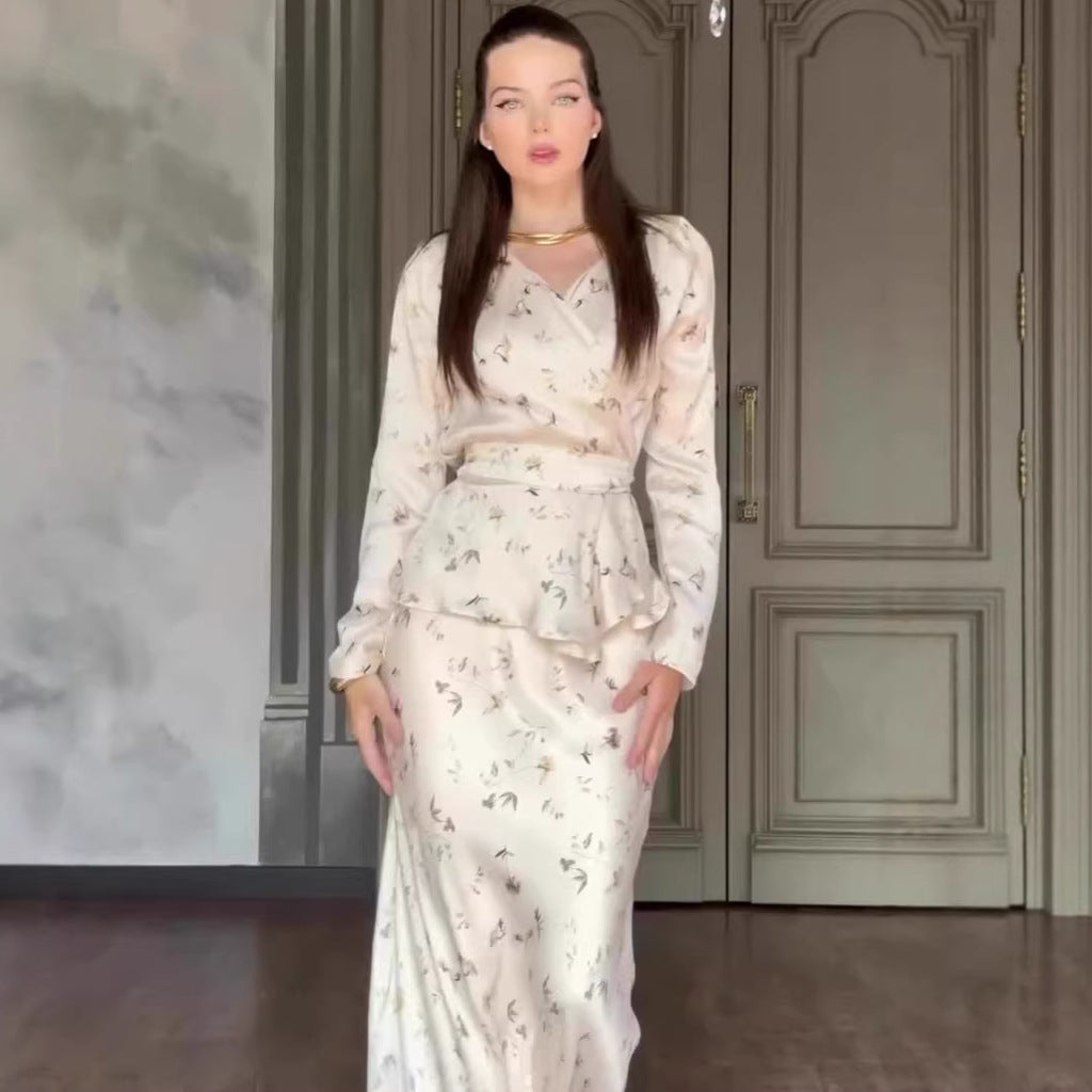 Long Sleeve Maxi Dress Lightweight Luxury Set Dress Vintage