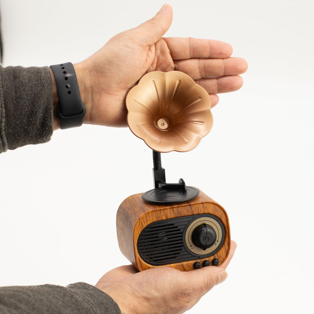 Retro Mini Gramophone Speaker - Bluetooth & FM Radio - 5 watt x 1