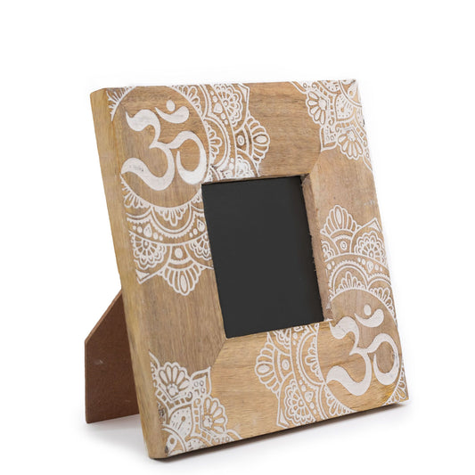 Med Mango Wood Picture Frame (for 10x15cm) 26x20x2cm - Hamsa - White