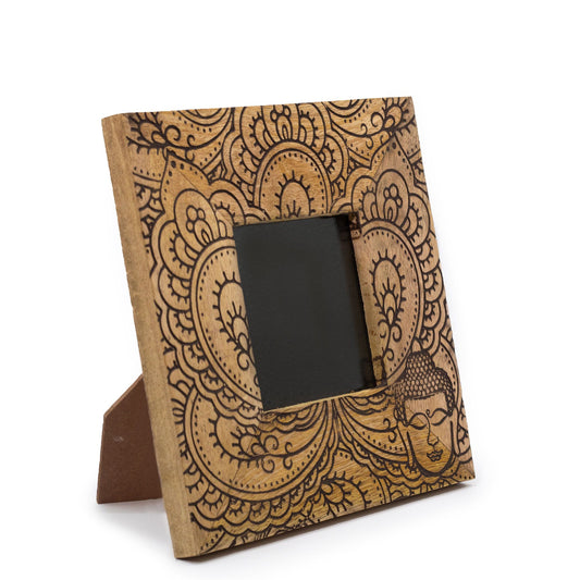 Small Mango Wood Picture Frame (for 10x10cm) 20x20x2cm - Mandala - Black