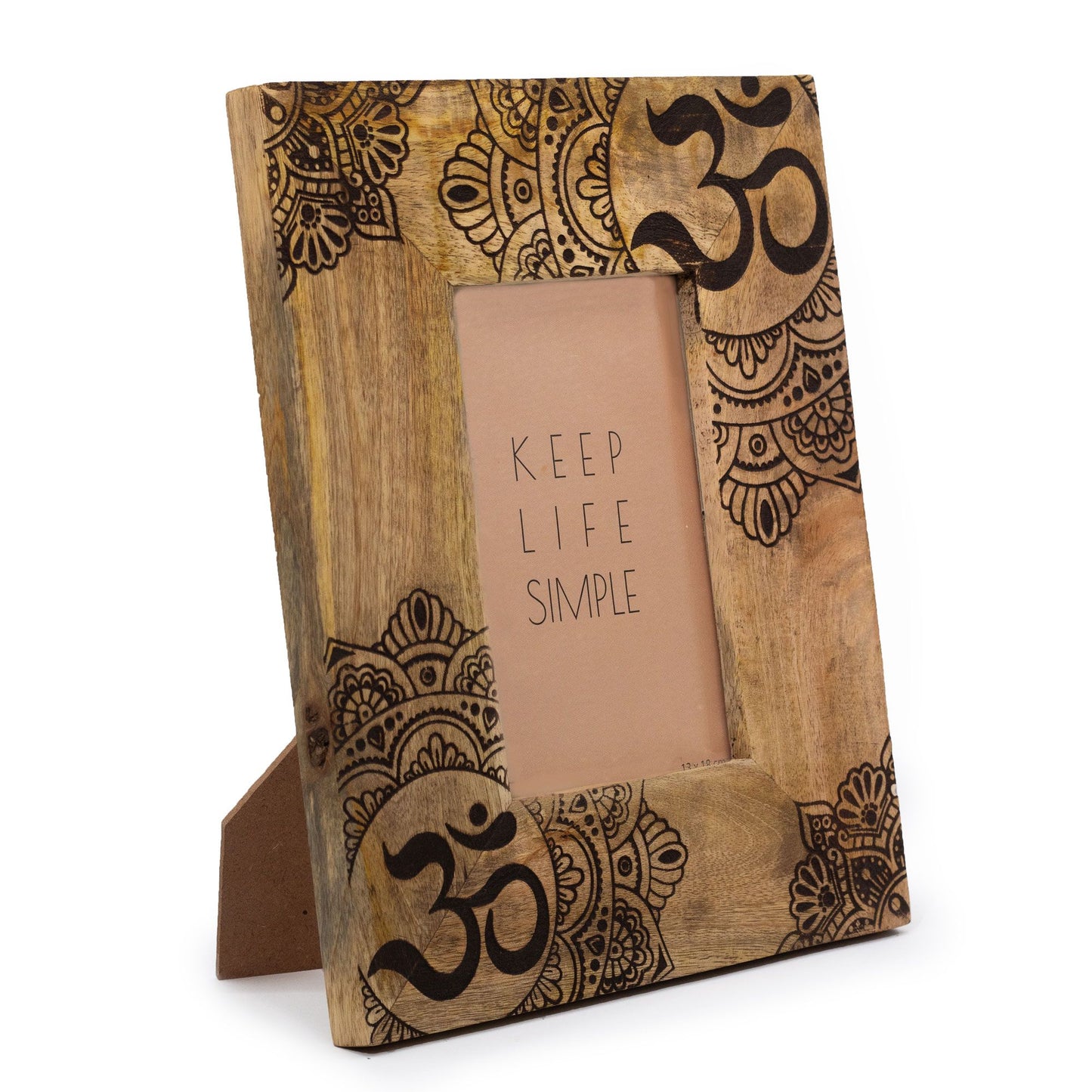 Small Mango Wood Picture Frame (for 10x10cm) 20x20x2cm - Mandala - Black