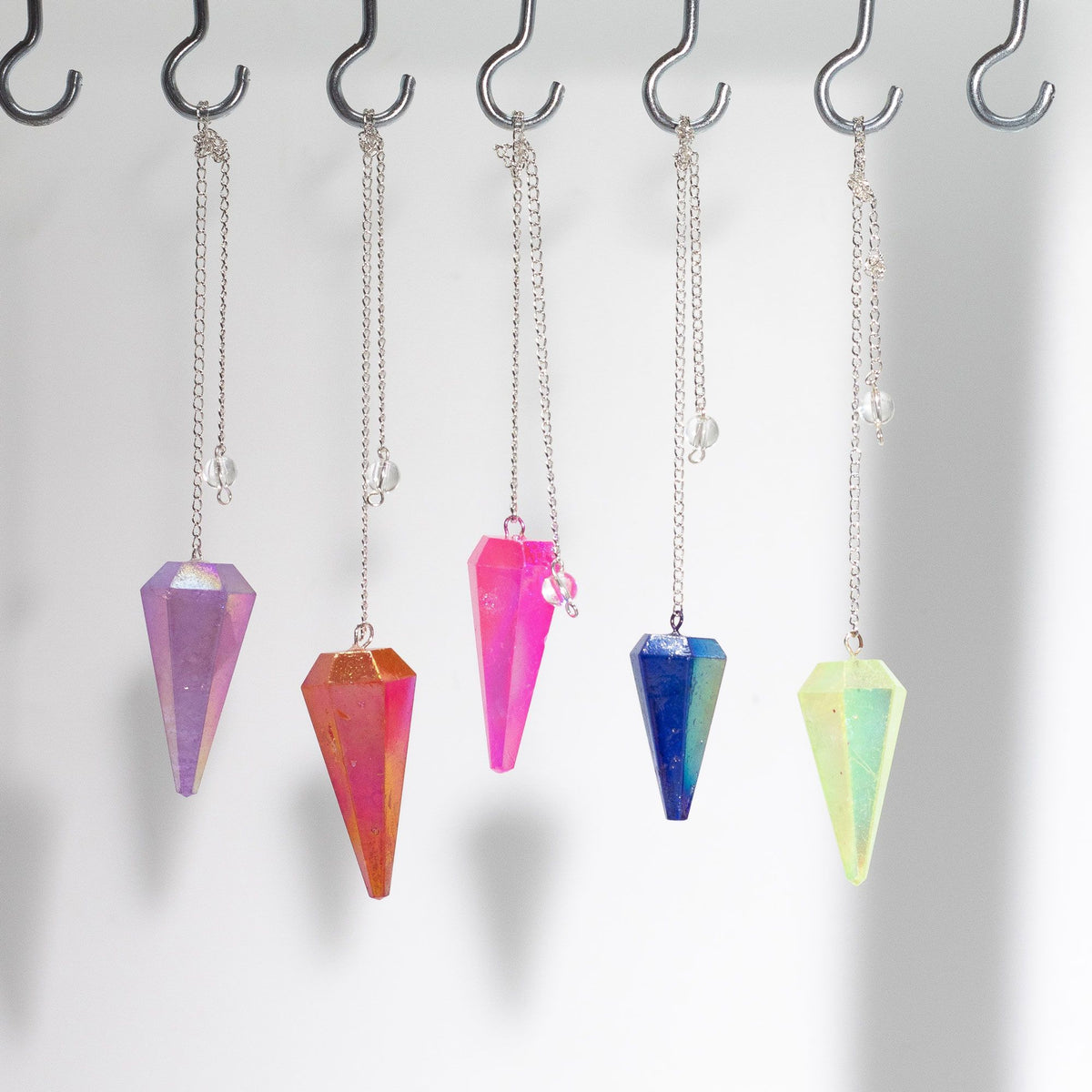 Six Sided Pendulum - Aurora Crysta Angel White - 4cm