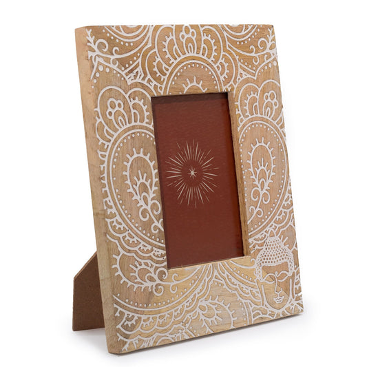 Med Mango Wood Picture Frame (for 10x15cm) 26x20x2cm - Buddha - White